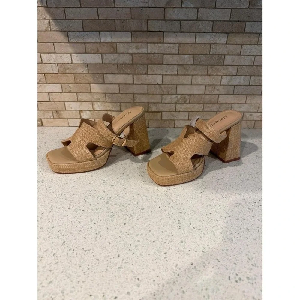 Monrovia Raffia‎ Wedge Sandals Womens Platform NWT
